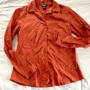 Woolrich Solid Orange Buttondown Longsleeved Small‎ S Blouse Shirt cotton Blend